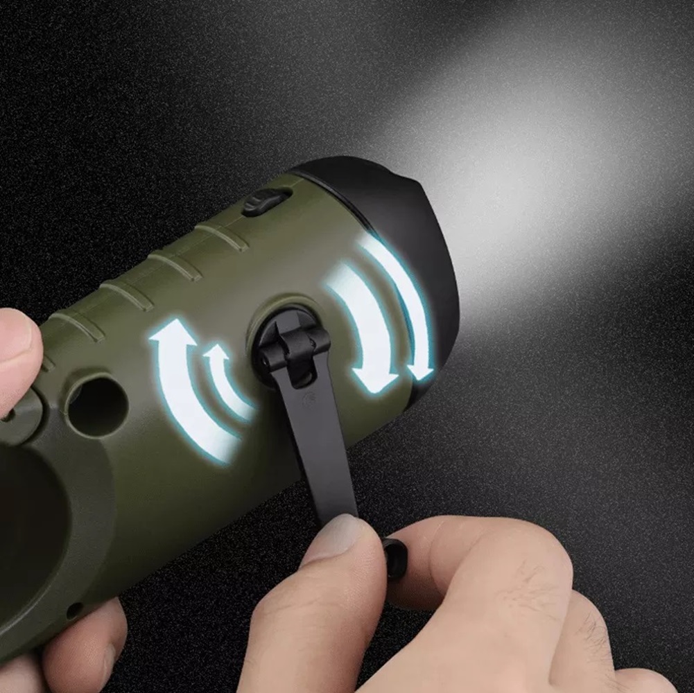 Torcia a carica manuale, solare, USB - immagine 3